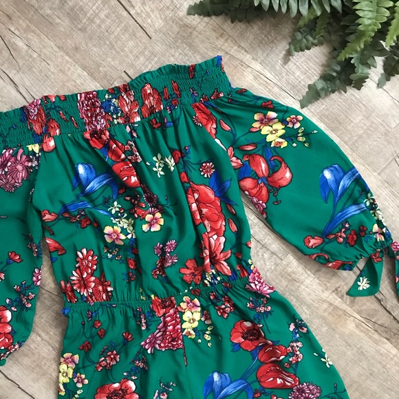 As U Wish Green & Floral Romper - Picture 3 of 8